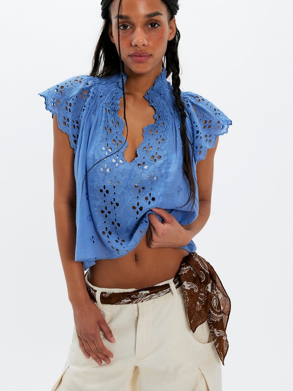 FREE PEOPLE / Fp One - Sigrid Blouse - New England Blue - XS NWOTs!